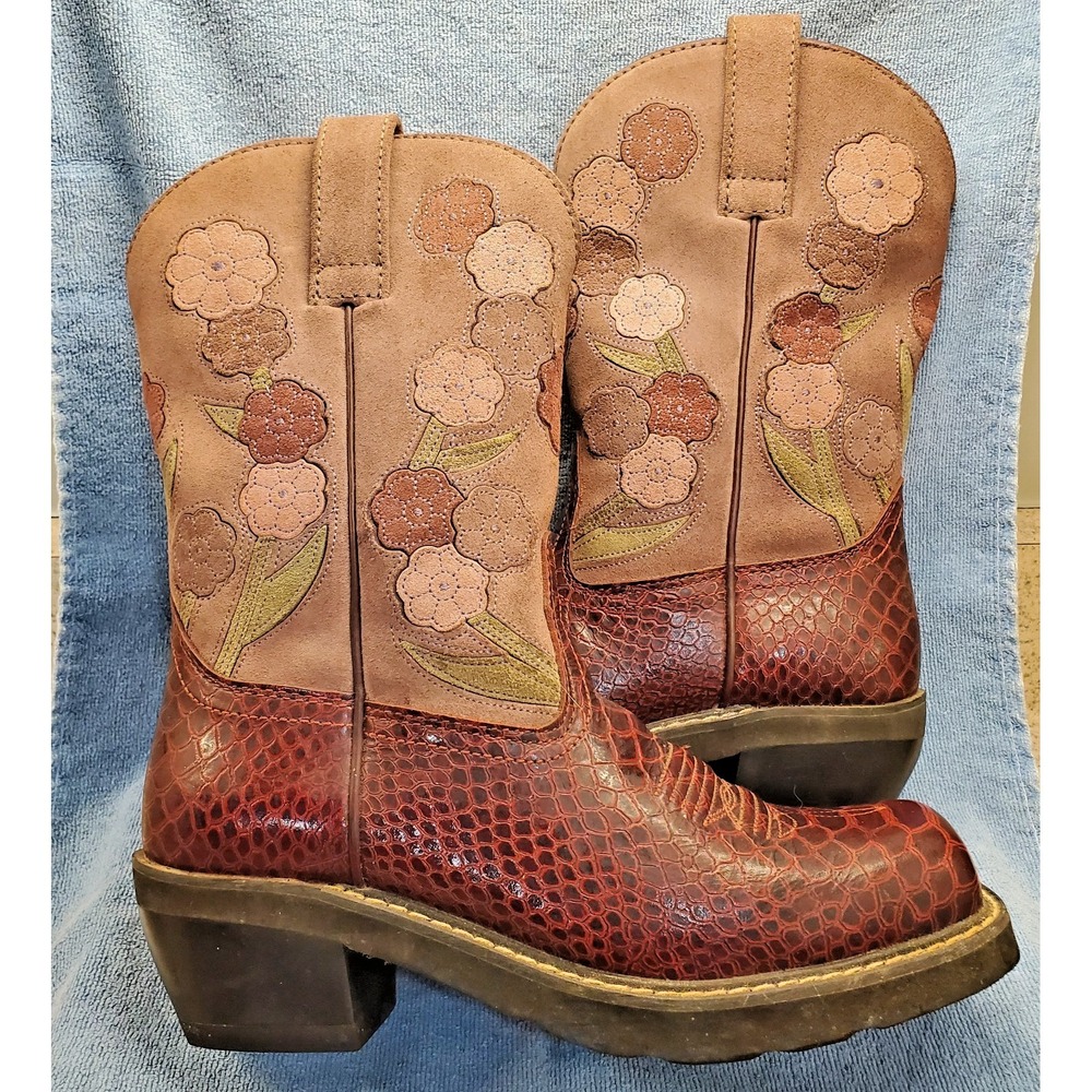 NWT Ariat Fat Baby Western Boots Sz 7.5M Dark Cherry Suede Shaft in Dusty Plum